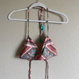 coral patterned bikini top